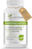 plantrition Magnesium Kapseln 100 mg elementares Magnesiumglycinat pro Kapsel -...