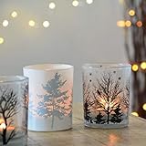 Vier große Teelichter aus Milchglas Windlicht Candle Kerze Deko