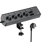6 Fach Steckdosenleiste mit 3 USB PD 30W, Kemelo Mehrfachsteckdose mit Schalter, 9 in 1...