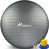 TRESKO Gymnastikball mit GRATIS Übungsposter inkl. Luftpumpe - Yogaball BPA-Frei | Sitzball Büro |...