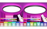 zemty 30CM + 59CM Schwarz LED Deckenleuchte Dimmbar, RGB Farbwechsel Deckenlampe 3000K-6500K
