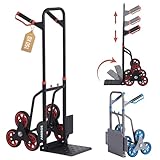 Arebos Treppenkarre Sackkarre | Treppensackkarre klappbar | Treppensteiger mit Hartgummireifen &...