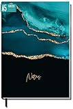 Notizbuch A5 kariert [Shiny Teal] von Trendstuff by Häfft | 124 Seiten, 62 Blatt | Ideal als...