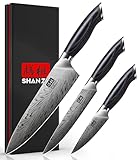 SHAN ZU Messerset aus Pulverstahl, Küchenmesserset 3-tlg, Scharfes Japanisches Kochmesserset aus...