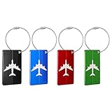 Blendura Set aus 4 Kofferanhängern aus Aluminium, Gepäckanhänger für Koffer mit Karte für...