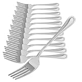 com-four® 12x Kuchengabel aus rostfreiem Edelstahl 430 - stilvolles Tafelbesteck im schlichten...