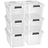 Juskys Aufbewahrungsbox mit Deckel - 6er Set Kunststoff Boxen 45l - Box groß, stapelbar,...
