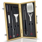 Grillset für Männer Geschenk – Grillbesteck Set aus Edelstahl - 3-in-1 Spachtel &...