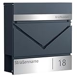 SONGMICS Briefkasten personalisiert, mit Namensschild, Hausnummernschild, Postkasten, Zeitungsfach,...