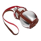 DECHOUS Edelstahl Feldflasche Wu Lou Form mit Braunem Pu tragegurt Robuste Flachmann Wasserflasche...
