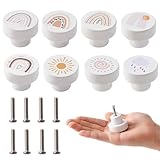 OESSUF 8 Stk Schrankknöpfe Holz fur Kinderzimmer, 35mm Runde Möbelknöpfe mit Schrauben,...