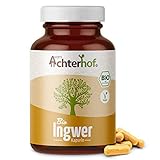 Ingwer Kapseln hochdosiert Bio (160 Stück) direkt vom Achterhof mit 595 mg Ingwerpulver pro Kapsel...