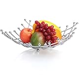com-four® Obstschale aus verchromtem Edelstahl - dekorativer Obstkorb silberfarben - Obstschale im...