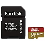 SanDisk Extreme 64 GB microSDXC Memory Card for Action Cameras and Drones with A2 App Performance up...