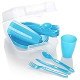 COM-FOUR® 31-teiliges Picknick-Set, Picknickkorb und Mehrweggeschirr für 6 Personen, idealer...