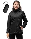 33,000ft Damen Wasserdichte Faltbar Regenjacke mit Kapuze, Leicht Atmungsaktive Windbreaker Jacke,...