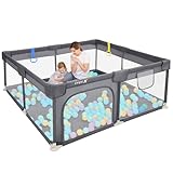 Dripex Laufstall Baby 127x127cm, Laufgitter baby mit atmungsaktivem Netz, Baby Laufstall mit...