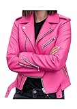 BOFETA Frauen Slim Fit Kunstlederjacken Mit Reißverschluss Und Taschen Leichte Biker-Klassikjacke...