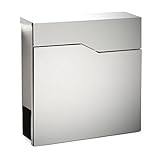 Wiltec Designer Briefkasten V19 Edelstahl 370 x 105 x 370 mm, Wandbriefkasten mit Schloss und...