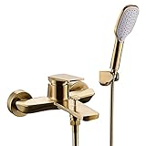 Wasserhahn Badewanne Badezimmer Duscharmatur Badewannenarmatur Wandmontage Gebürstetes Gold Modern...