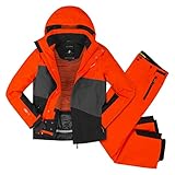 Killtec Herren Skianzug Größe S - mit 10.000 mm Wassersäule, PFC frei - Skijacke Orange Grau...