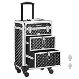 SONGMICS Kosmetikkoffer Trolley, Schminkkoffer 2 Schubladen, Friseurkoffer groß, Make-up Koffer, 34...