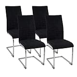 ALBATROS Freischwinger Stuhl Lugano 4er Set, Schwarz - Esszimmerstuhl Schwingstuhl mit Modernem...