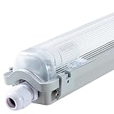 proventa IP65 LED-Feuchtraumleuchte 120cm mit 18W LED-Röhre 2.160 Lumen Klappdeckel Steckklemme...