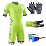 Herren Pro Fahrrad Skinsuit Kurzarm, Triathlon Anzug Herren Triathlon Tri Anzug Kompression Duathlon...