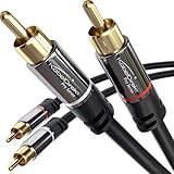 KabelDirekt – Cinch Kabel & Stereo Audio Kabel, 2×2 RCA-Stecker, vergoldete Metallstecker – 0,5...