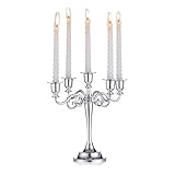 Nuptio Silber Kerzenständer Kerzenleuchter Hochzeit 5-Armiger Kerzenhalter Stabkerzen 27cm Hoher...