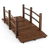 SOARS Holzbrücke mit Geländer, Gartenbrücke aus Fichtenholz, stabile Teichbrücke bis 150 kg...
