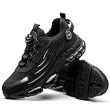 Dajingkj Arbeitsschuhe Damen Leicht Trends Drehknopf Sicherheitsschuhe Safety Sneaker Schwarz...