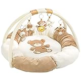 Fehn 3-D-Activity-Nest Spielbogen Rainbow – Baby Krabbeldecke rund mit 5 abnehmbaren Spielzeugen...