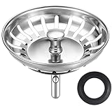 HUAERSICO Küchenspüle Abflussstopfen mit sieb Ø 81/82 mm, Spülbecken stöpsel, Siebkörbchen und...