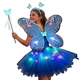 Generisch Schmetterlingskostüm für Mädchen, Tutu- mit LED-Beleuchtung, Stirnband mit...