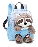 NICI Kinderrucksack blau 2 in 1 mit Kuscheltier Waschbär 25cm - Kindergartenrucksack Mädchen &...