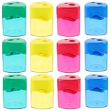 DOITOOL 12 Stück Teiliges Manuelles Bleistiftspitzer Doppelöffnung Kompakt und Handlich...