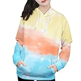 Batik-Kapuzenpullover für Damen, Druck, Colorblock-Sweatshirt, lässig, langärmelig, lockerer...