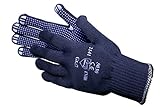 12 Paar JAH 5030 Feinstrick Handschuhe blau mit Noppen gute Passform ohne Nähte griffsicher...