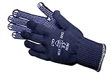 12 Paar JAH 5030 Feinstrick Handschuhe blau mit Noppen gute Passform ohne Nähte griffsicher...