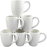 Hoikwo 380ml Kaffeetassen Set 6er, Kaffeebecher mit Reliefmuster – Moderne Becher Porzellan für...