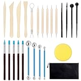 Töpferset Töpferwerkzeug, 25 Stück Modellierwerkzeug Set,Sculpting Polymer Clay Tools Töpfern...