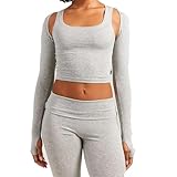 CocMouse Damen-Bolero, langärmelig, vorne offen, Workout, Top, Cropped-Cardigan für Yoga, Ballett,...