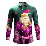 Weihnachten Hemd Herren, Lustig Christmas Shirt Men, Mit Weihnachten Ugly Muster Vintage Funky...