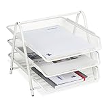 Relaxdays Dokumentenablage Metall, 3 Fächer, Gitter Design, Büro, für A4, Briefablage, HBT: 26,5...