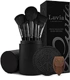 Make-up Pinselset Luvia, Prime Vegan Pro - Black, 12 Schminkpinsel inkl. Pinselaufbewahrung, Blender...