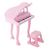 GOPLUS Kinder Keyboard mit 37 Tasten, Mini E-Piano mit LED Lichter, Mehreren Sounds, verstellbarem...