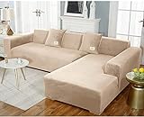 uyeoco Samt Sofabezug L-Form Couchbezug Weich 1 Stück Elastische Lounge-Sessel Sofahusse waschbare...