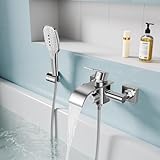 KULACO Badewannenarmatur Wasserfall mit Handbrause, Wasserhahn Badewanne Mischbatterie, Einhand...